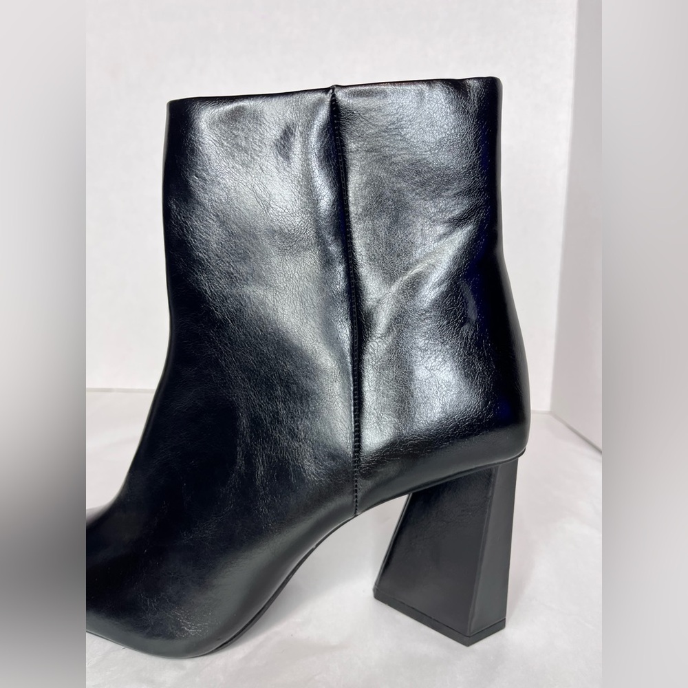 Women's Zara Black Faux Leather Pointed Toe Ankle Boots - Picture 4 of 15